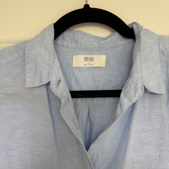 UNIQLO Premium Linen Shirt 100% Linen in Blue Women's size Small - Picture 4 of 6